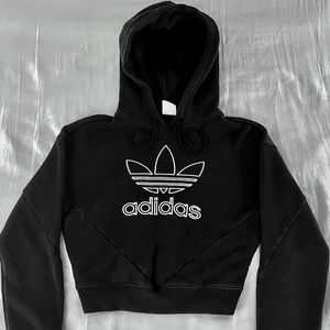 Black Adidas Athletic/Casual Cropped Hoodie